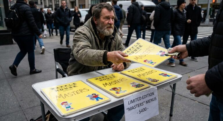 Image for: Augusta Man Scalps Fake Masters Badges Made from Laminated Waffle House Menus