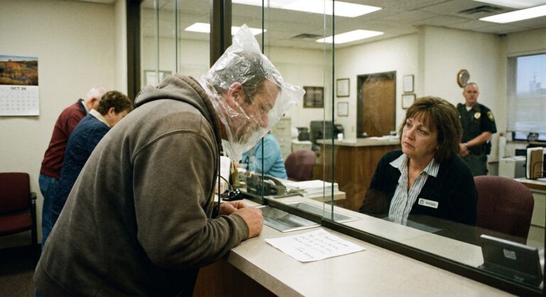 Image for: Bank Robber Wears Clear Plastic Bag Over Head as Disguise, Confused When Teller Recognizes Him Immediately