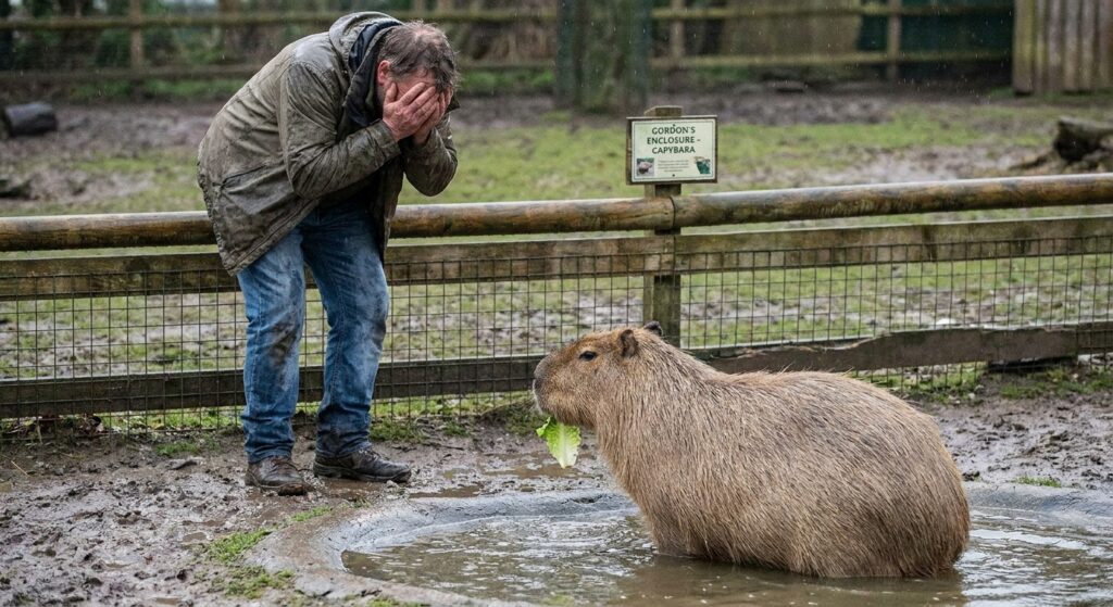Image for: Intoxicated Man Climbs Into Zoo Enclosure to 'Apologize to the Capybara,' Capybara Unbothered
