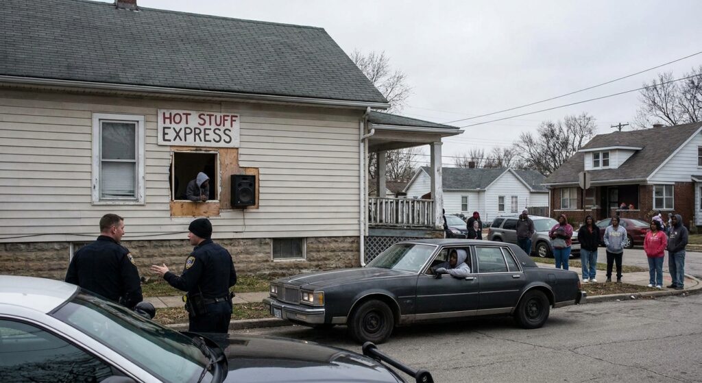 Image for: Man Builds Fake Drive-Thru Window on His House to Sell Stolen Goods, Calls It 'Hot Stuff Express'