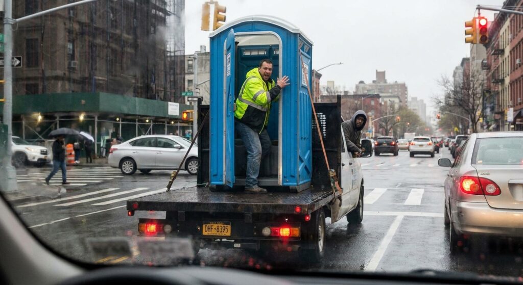 Image for: Man Steals Portable Toilet from Construction Site, Discovers Too Late That It Was Occupied