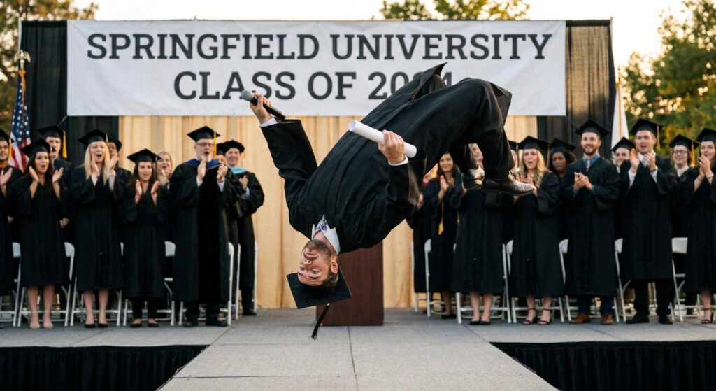 Image for: Man Walks the Stage at a Graduation He Has No Connection To, Accepts Diploma, Gives a Speech