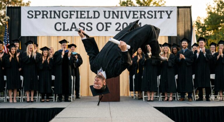 Image for: Man Walks the Stage at a Graduation He Has No Connection To, Accepts Diploma, Gives a Speech